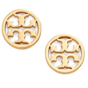 Tory Burch Gold Circle Logo Earrings